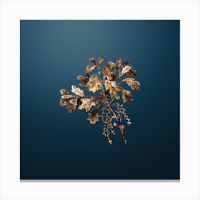Gold Botanical Bear Oak on Dusk Blue n.4276 Canvas Print