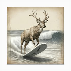 Deer Surfing Canvas Print