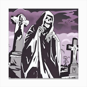 Skeleton In The Graveyard 4 Canvas Print