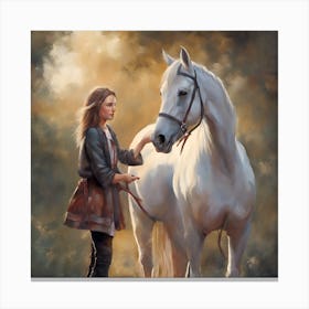 Girl And Her Horse Canvas Print