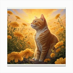 Cat In Flowers Canvas Print