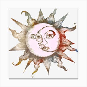 Sun And Moon Illustration Drawing Moon Tattoo Art Sketch Boho Face Head Fictional Character Canvas Print