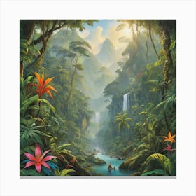 Tropical Jungle paintings art print 2 Canvas Print