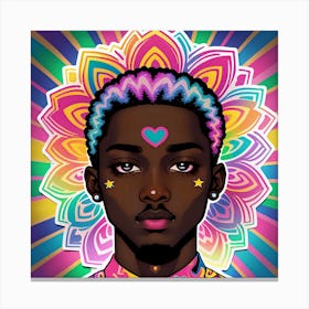 Black Man With Colorful Hair Canvas Print