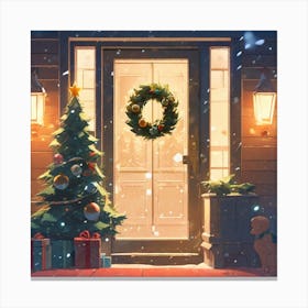 Christmas Decoration On Home Door Golden Ratio Fake Detail Trending Pixiv Fanbox Acrylic Palette (3) Canvas Print
