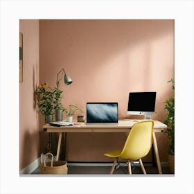 A Photo Of A Person Sitting At A Desk With A Compu Canvas Print