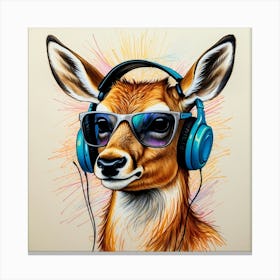 Deer With Headphones 8 Canvas Print