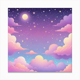 Sky With Twinkling Stars In Pastel Colors Square Composition 222 Canvas Print