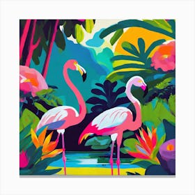 Flamingos In The Jungle 5 Canvas Print