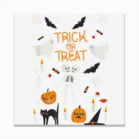 Trick Or Treat Scary Skull Pumpkin Ghost Halloween Costume Canvas Print