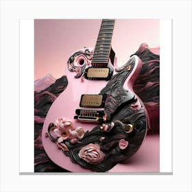 Rhapsody in Pink and Black Guitar Wall Art Collection 14 Canvas Print