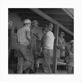 Untitled Photo, Possibly Related To Shasta Dam, Shasta County, California, Workman On The Porch Of The Canvas Print