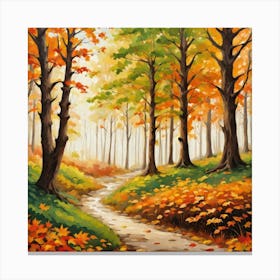 Forest In Autumn In Minimalist Style Square Composition 4 Canvas Print