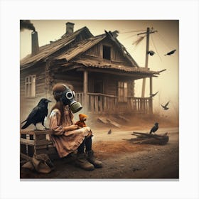 Girl In A Gas Mask Canvas Print