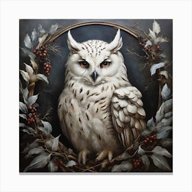 Owl In A Wreath Canvas Print