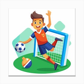 Happy Soccer Player Scoring A Goal Canvas Print