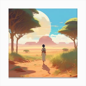 Woman Walking In The Desert Canvas Print