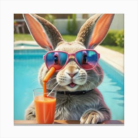 Rabbit Drinking Orange Juice Canvas Print