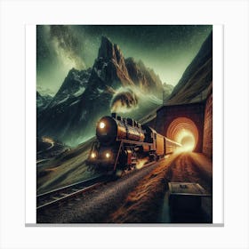 Night time train ride  Canvas Print