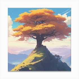 Tree On Top Of A Mountain 6 Canvas Print