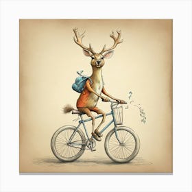 Deer On A Bike 11 Canvas Print