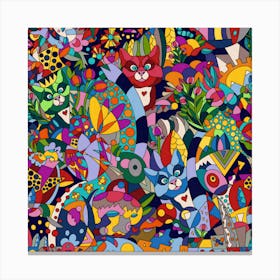 Whimsical cats Canvas Print