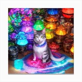 Tie Dye Cat Canvas Print