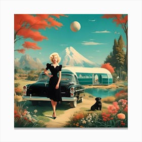 Marylin Monroe And A Car Canvas Print