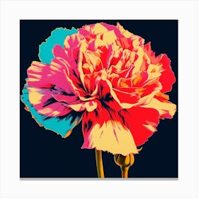Andy Warhol Style Pop Art Flowers Carnation Dianthus 3 Square Canvas Print