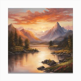 Sunset At The Lake Canvas Print