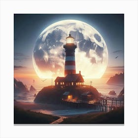 Light House On The Horizon Canvas Print