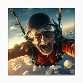 Senior Man Skydiving Canvas Print