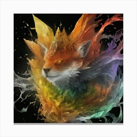 Fox With Flowers Canvas Print