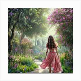 Girl In A Pink Dress 1 Canvas Print