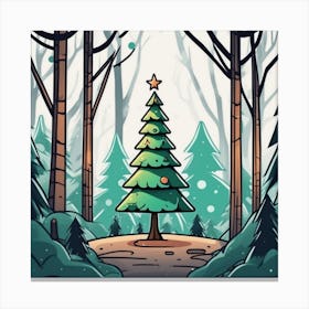 Christmas Tree In The Forest 112 Canvas Print