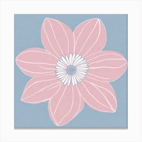 A White And Pink Flower In Minimalist Style Square Composition 196 Canvas Print