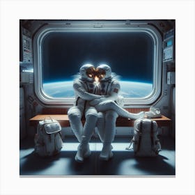 Two Astronauts In Space 3 Canvas Print