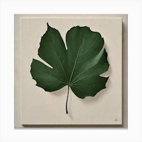 Minimal Acrylic Painting A Solitary Leaf In Dark Green With Simple Clean Lines On A Pale Cream Canva 1527362964 Canvas Print