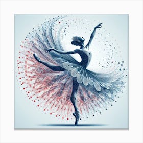 Ballerina Red n Blue Motion Canvas Print
