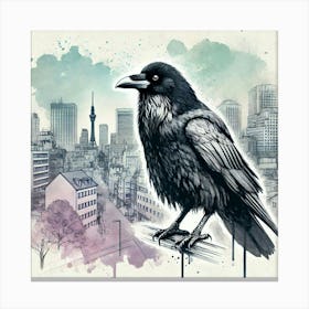 Watercolor Urban Areas Raven 3 Canvas Print