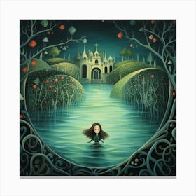 Girl In The Water Canvas Print