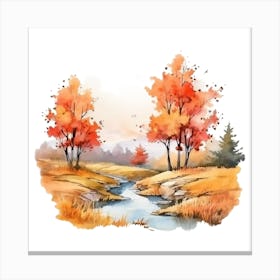 Watercolor Autumn Trees 7 Canvas Print