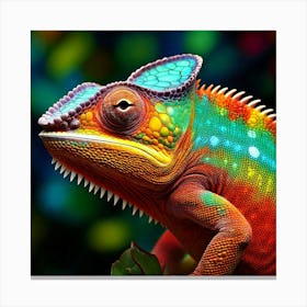 Firefly Vibrant Photorealistic Chameleon With Colorful Scales 64952 Canvas Print