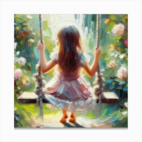 Little Girl On Swing 2 Canvas Print