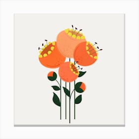 Orange Garden Florals Square Canvas Print