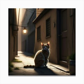 Cat In Alley Canvas Print