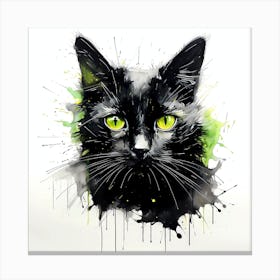 Black Cat With Green Eyes 1 Canvas Print