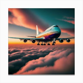 Colorful Airplane In The Sky Canvas Print