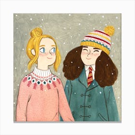 Luna And Hermione Square Canvas Print