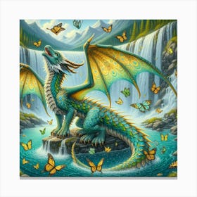 Dragon With Butterflies 2 Canvas Print